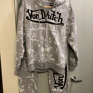 Gray Splatter Hoodie and Sweatpants Set